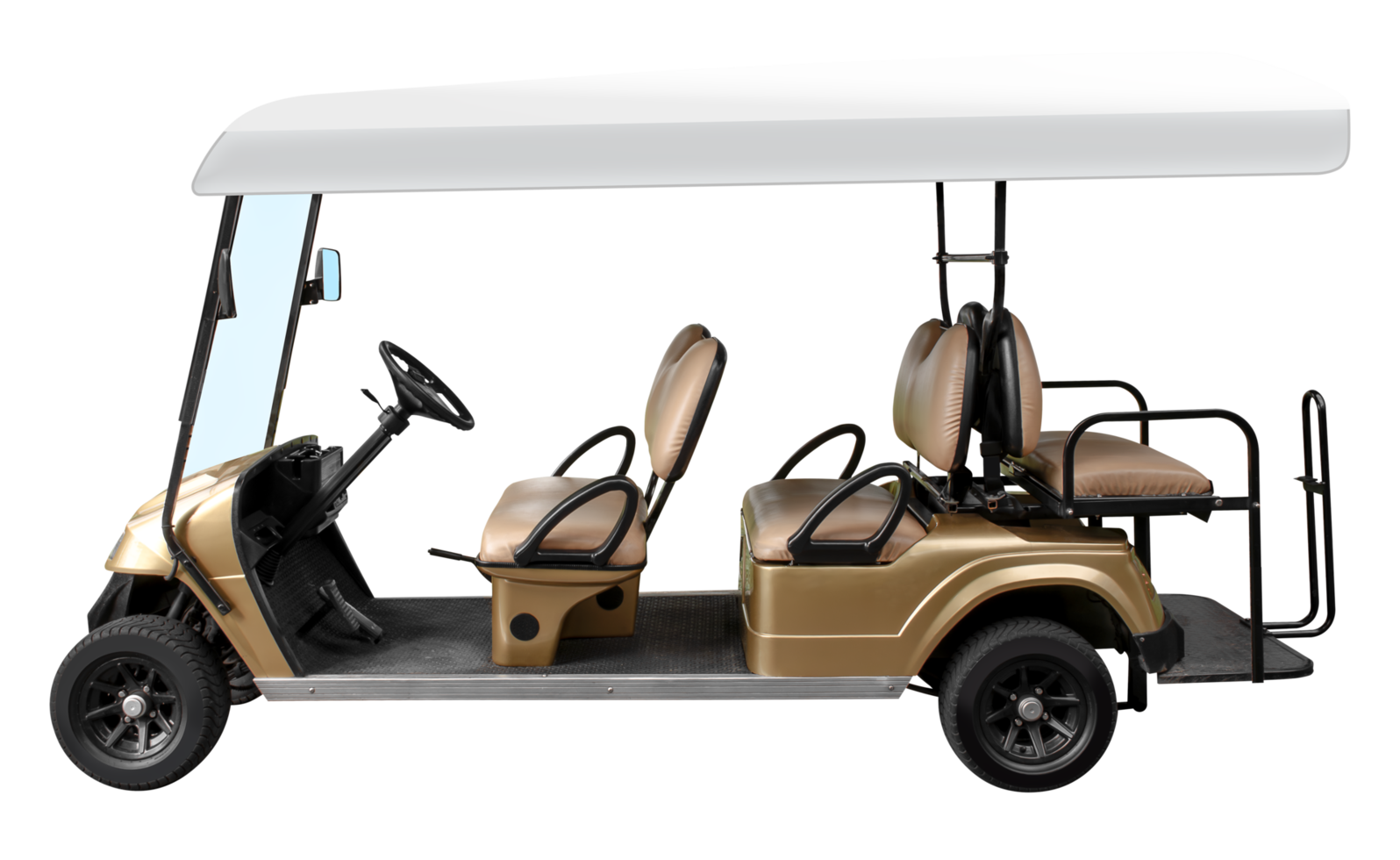 side-view-golden-golf-cart-free-png